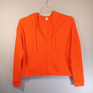 Old Navy Orange Women's Cropped Zip-Up Hoodie Size SP